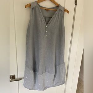 CARLA CONTI Linen and Sequins Gray Dress in Size Small